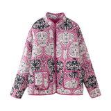 Women's Clothing 2025 Autumn 11 Thin Cotton Clothes Printed Collar Double Pocket Cotton Jacket Loose