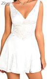 Elegant Summer A Line Jacquard Dress Lovely White Casual V Neck Birthday Party Dresses White Lace Women Dresses