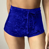 S-XL women velvet drawstring shorts plus size casual high waist 2020 winter sexy skinny booty shorts