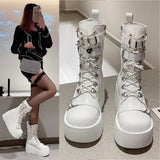 Thick-Bottomed Pine Cake Small Small Short Boots Girls Autumn New High-Punk Style Casual Martin Boots Thin Single