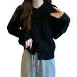 Autumn And Winter New Simple Literature And Art Lazy Sweater Coat Gentle Wind Loose Twist Thickened Knitted