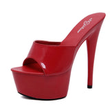 Zingj Patent Leather Drag Heels With Sexy Black Waterproof Platform Hate Day High Heel Sandals Female