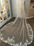 Long Bridal Veil Cathedral Wedding Veil Lace Floral Appliques Edge Elegant Wedding Veil White Ivory licras d mujer