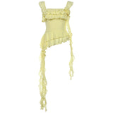 Zingj Summer New Women's Fashion Atmospheric Pleated Sleeveless Flounce Design Sense Top-Outfit