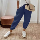 Women Cotton Trousers Pocket Tight Slacks Women's