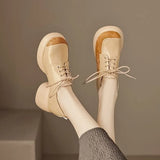 Wind Platform Platform Small Leather Shoes Female Soft Leather Soft Hair 2025 New Spring And Autumn High Heel Thick Heel Tie-Up Single