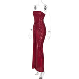 Red Sequin Wrapped Bodycon Mini Dress- Outfit