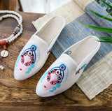 Zingj Summer Cloth Art Slippers Peking Opera Actress Facial Makeup Embroidered Pointed Female