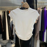 Zingj Girl Pure Want To Accept Waist T-Shirt Short Sleeve Female 2024 Summer New Solid Color Bottom Cover Slim Short Jacket