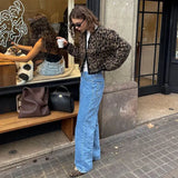 Leopard Print Knitted Cardigan-Outfit