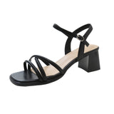 Female Summer 2025 New Fashion Fashion A Word Belt With Thick Heel Fairy Wind Match Skirt Roman Women's