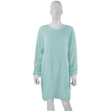 2020 Autumn Winter New Elegant Fashion O Neck Women's Dress Causal Loose Solid Plush Long Sleeve Ladies Dress Plus