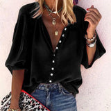 Solid Oversized Loose Shirt Vintage Button Tunic Summer Tops and Blouses Women's Clothing blusas mujer de moda