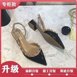Sandals High Heels Women 2025 Summer New Small Design Rivet Tip French Style Heced