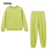 Casual Oversized Two Piece set woman Suit Female Tracksuit Pant O-neck Sweatshirts White