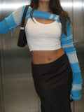 Striped Long Sleeve Bolero Knit Top- Outfit
