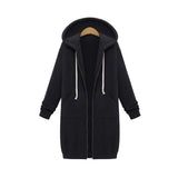 2020 Autumn Winter Long Sleeve Women's Hooded Zipper Cardigan Sweater Casual Straight Solid Pocket Ladies Long