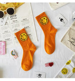 Women's Socks Big Smile Face Mid-calf Length Media Corta Crew Female Cotton Sock Couple