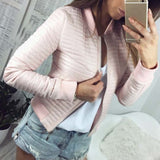 Spring Autumn Coat Short Section Outerwear Cotton Padded Warm Jacket Outwear Casual Pink Black Thin Female