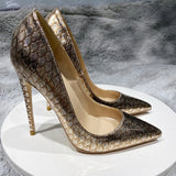 snake women 8cm 10cm 12cm heels high-heeled party pointed toe classic elegant daily wear pure color pumps YG048
