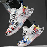 Sneakers New Arrival Men's Blade Running Shoes Graffiti Sports Shoes Outdoor Training White Jogging Shoes Trendy Men