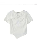 Clothes T-shirt O-Neck Short Sleeve Casual 90s Korean Fashion Sexy Chic Heart Hollow Out Tee Top 2022 Summer Female