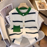 Neck Knitted Cardigan Vest Women's Loose Impact Color Pocket Striped Vest A Variety Of Small Shoulder Sweaters Leisure