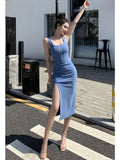 Midi Backless Spaghetti Strap Dress For Women Maxi Fashion Summer One Piece Bodycon Party Robe
