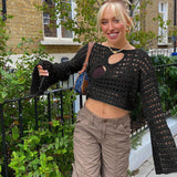 Zingj Summer New Spice Girl Fashion Sexy Irregular Broken Hole Hollow Knit Smock-Outfit