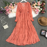 Zingj Holiday Dress Autumn Dress 2023 New Goddess Temperament V-Collar Rope-Drawn Waist