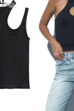 Black Crop Top Women Cut Out Tank Top With Straps Seamless Knitted Basic Tops Women Streetwear Summer Sexy Tops