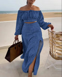 Autumn Fashion Casual Shoulder-Strapped Holiday Dress Two-Piece