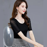 Half Sleeve Women's Korean Casual Blusas Femininas O-Neck Blouse Summer Shirts 2021 Women Blouses Shirt Plus Size