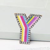 Jewelry 26 English DIY Name Letters Alphabet Rainbow Embroidery with Pin Ouch Beeding Womens Brooches Patches