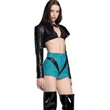 Autumn Women's New Fashion Trend Street Hot Girls Short-Sleeved Pu Leather