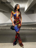 Women Short Sleeve Printed T Shirt Tops Long Pants Two Piece Sets Suits Outfits 2022 Summer Clothes Wholesale