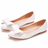 Wedding Dress Tip Single Shoe Fine Heel Single Shoe Bow Tip Shoes Large White Wedding Shoes Low