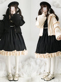 Lolita Cute Jacket Women Japanese Sweet Ruffles Kawaii Coat Tops Thicked Warm Cropped Hooded 2024 Chaqueta