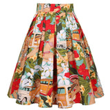 Vintage Women Midi Skirts High Waist Cotton 3XL 2022 Casual Streetwear Daily 60s Polka Dot Pinup Rockabilly
