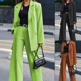 Spot 2025 Autumn / Winter New Solid Color Long Sleeve Women's Street Shot Two Casual Suit
