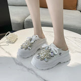Baotou Half Slippers Female Wear New Summer Rhinestone Pine Shoes Platform Lazy