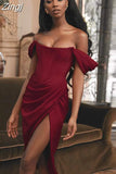 Quality Summer Satin Bodycon Dress Women Party Dress Elegant 2023 Off The Shoulder Wedding Night Dresses Evening Club