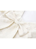 Summer Women's Clothes Mini Princess Dress Kawaii Elegant Bow Puff Sleeve V-Neck Party Dresses Sweet Mori Girl A-line