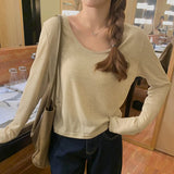 Egg Collar Tencel Long-Sleeved T-Shirt Women Wear The New Soft Waxy Skin Bottoming Shirt In