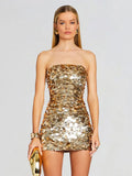 High-End Women's New Sexy Smear Squin Dress High-End Temperament Ass Dress Evening Dress