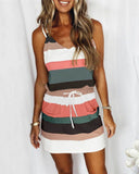 Summer Women's Loose Printed Striped Camisole Long
