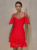Dress 2021 New Arrival Red Spaghetti Bandage Dress Bodycon Women Summer Sexy High Quality Club Evenning Party