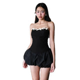 Winter Women's New Fashion Hottie Bump Color Palming Body Splicing Flower Boobs Dress