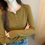 Wind Long Sleeves Show Thin Meat Sweater Girls Autumn And Winter New European Slim Stretch Knitted Cardigan