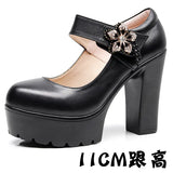 High-Heeled High-Heeled Waterproof Table Thick-Soled Model Walking Shoes Magic Beaded Women's Shoes With Cheongsam